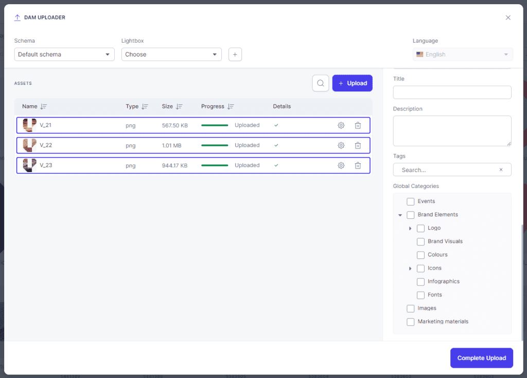 Uploading assets - Papirfly