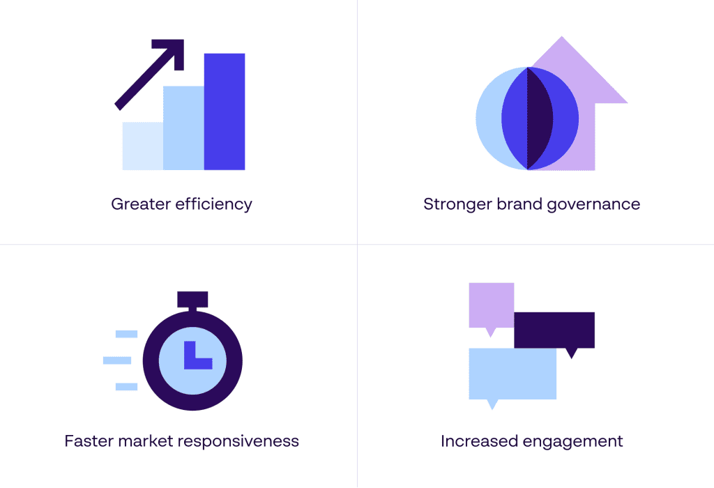 An infographic showing key benefits of rebranding management software for employer branding.
