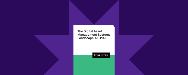 Cover page of Papirfly’s DAM report referencing Forrester's 2025 landscape for brand leaders