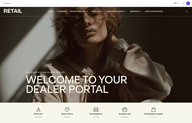 Branded digital asset portal for dealers and partners
