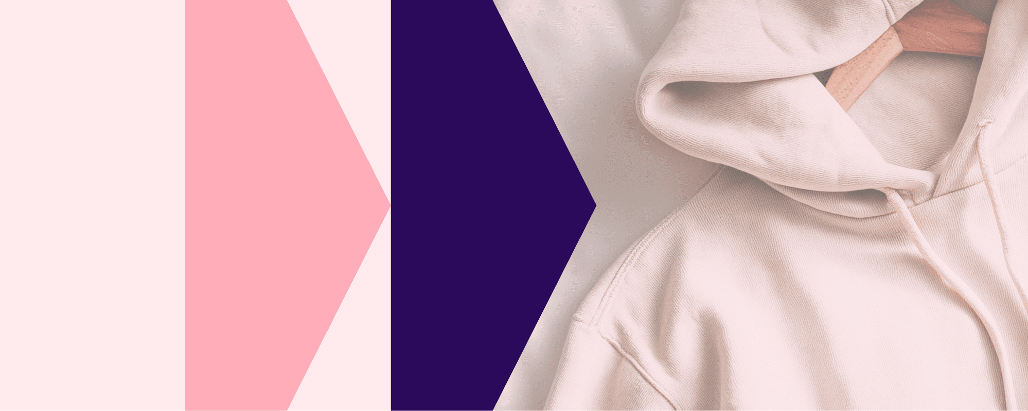 The impossible challenge of retail marketer blog header with hoodie and arrow shapes graphic