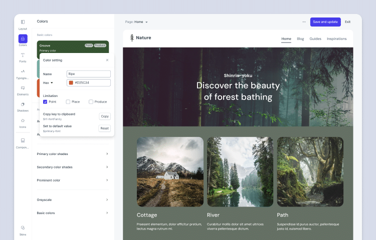 Template editor interface with simplified layout and clearer configuration controls.