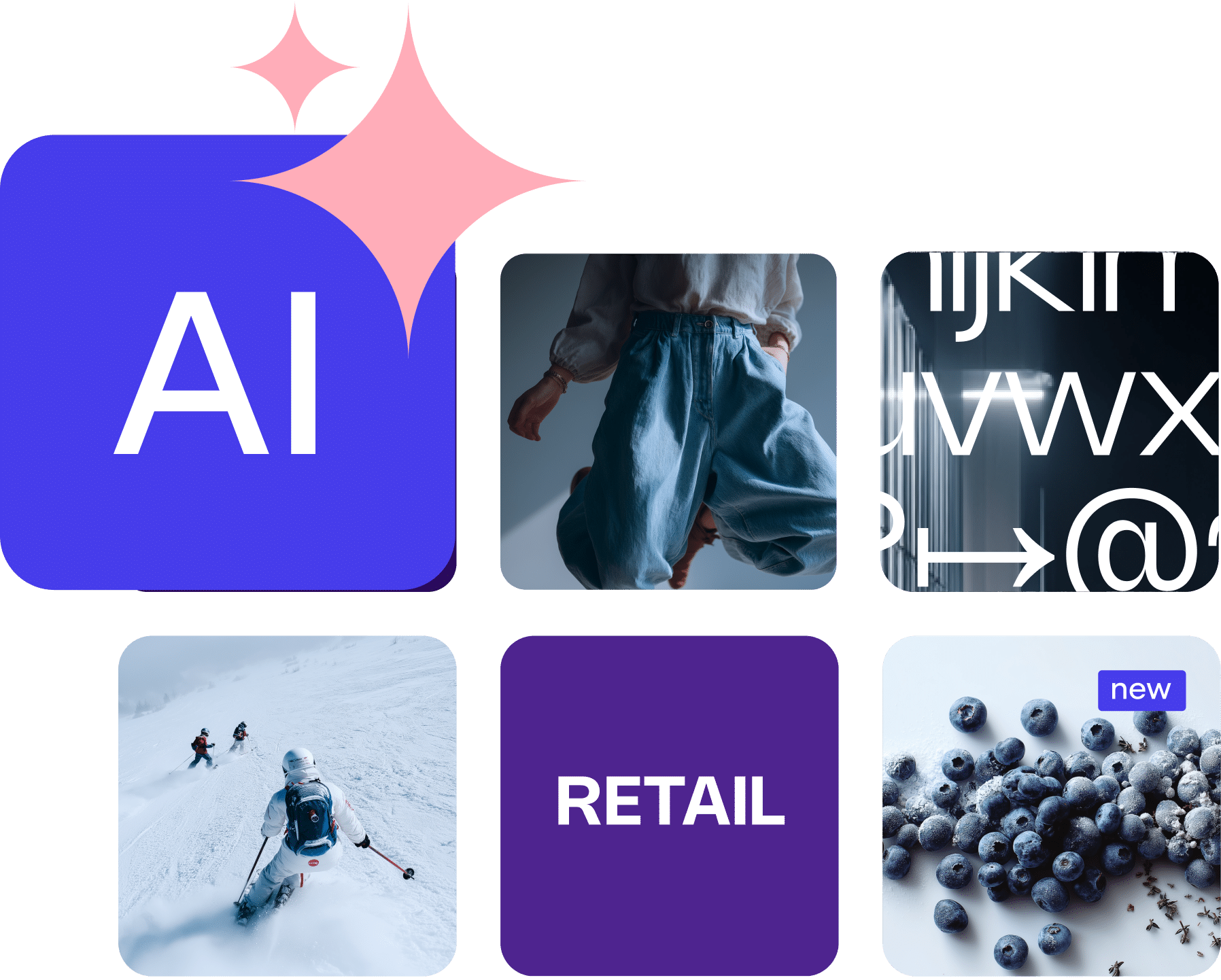 Close-up of AI tile alongside digital assets, illustrating best AI DAM software for content organization.