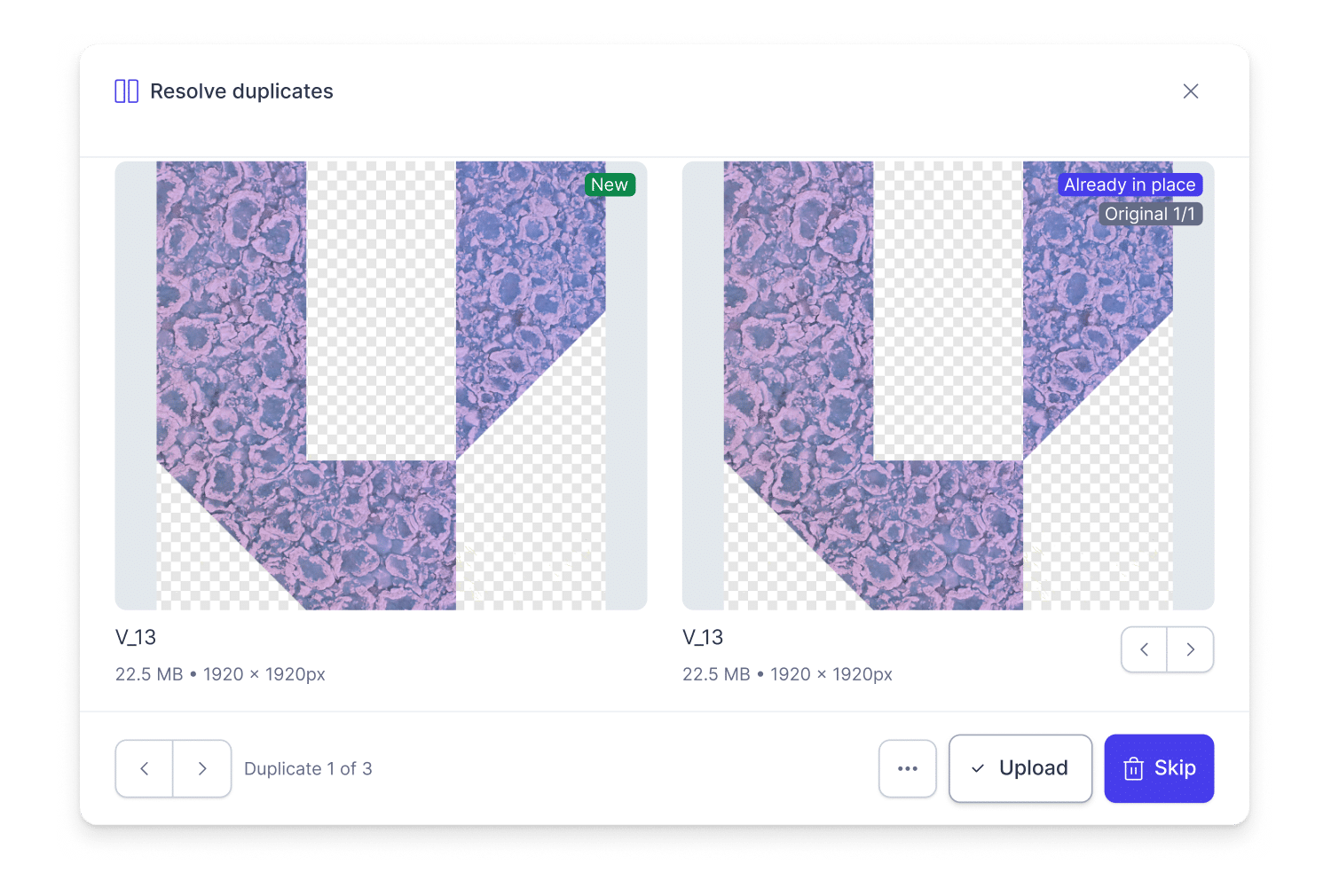 Papirfly's DAM feature - Duplicate detection