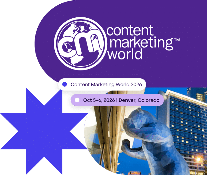 Graphic showing event information for Content Marketing World 2026