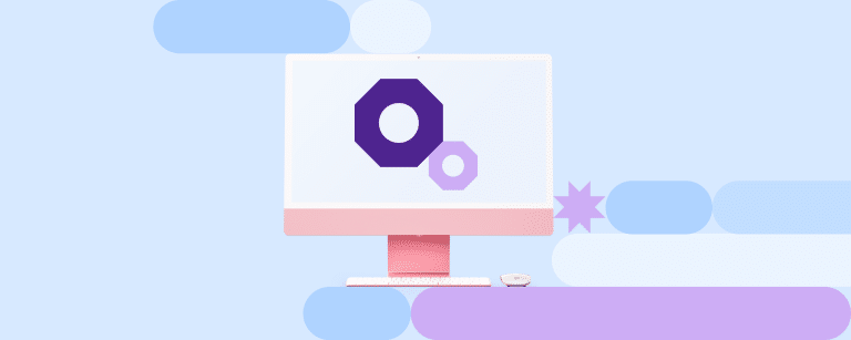 Modern desktop monitor displaying abstract brand icons, representing the best franchise marketing software platforms for centralized brand and content management in 2026.